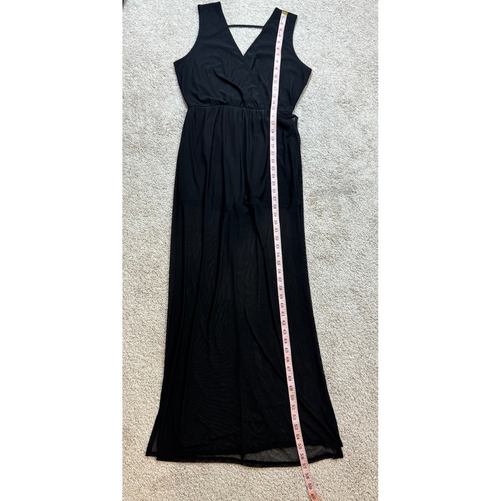 Bailey Blue Black Sheer Mesh Overlay Maxi Romper Dress V-Neck Size M 4GA9T0116 - Picture 8 of 14